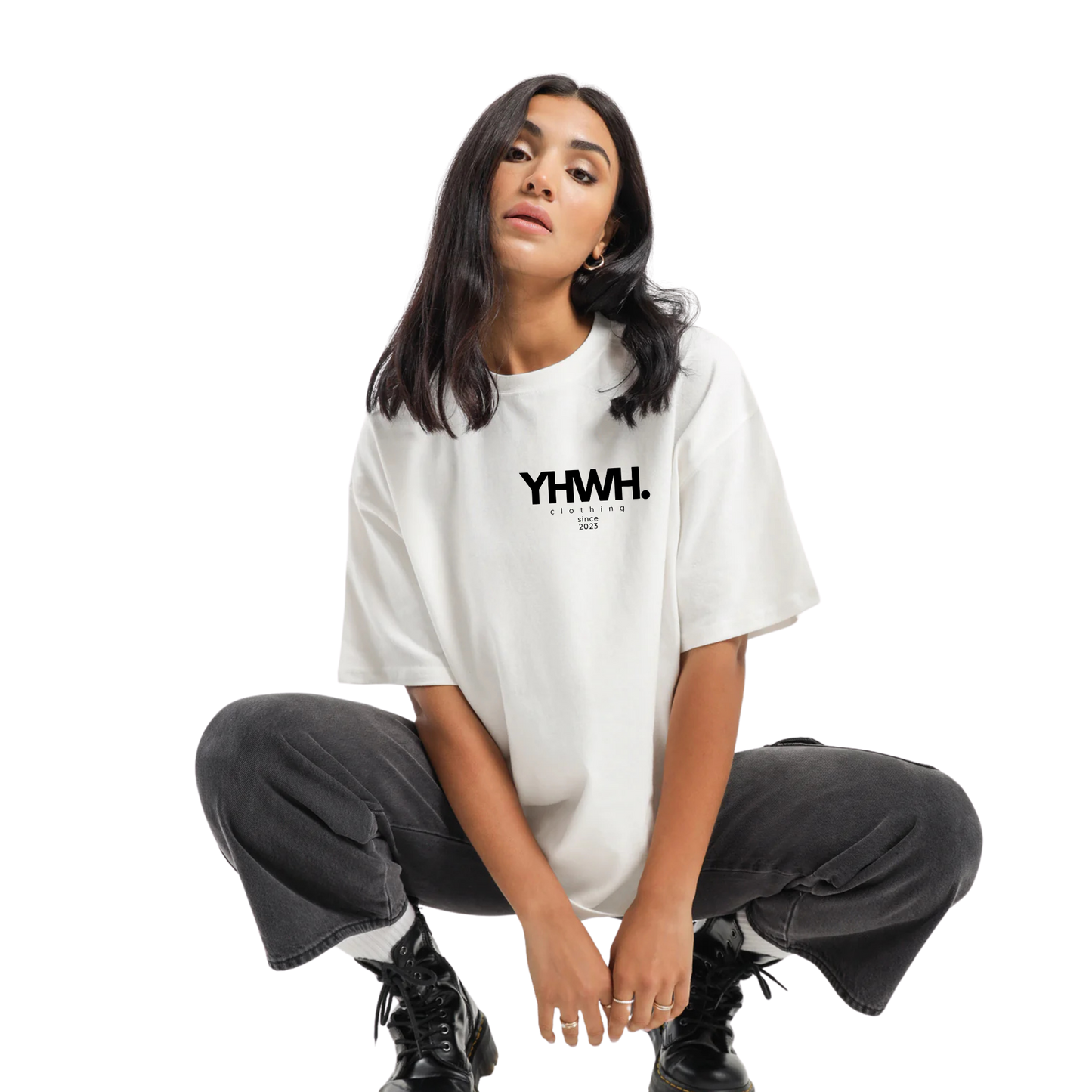 YHWH LOGO WHITE OVERSIZED TEE